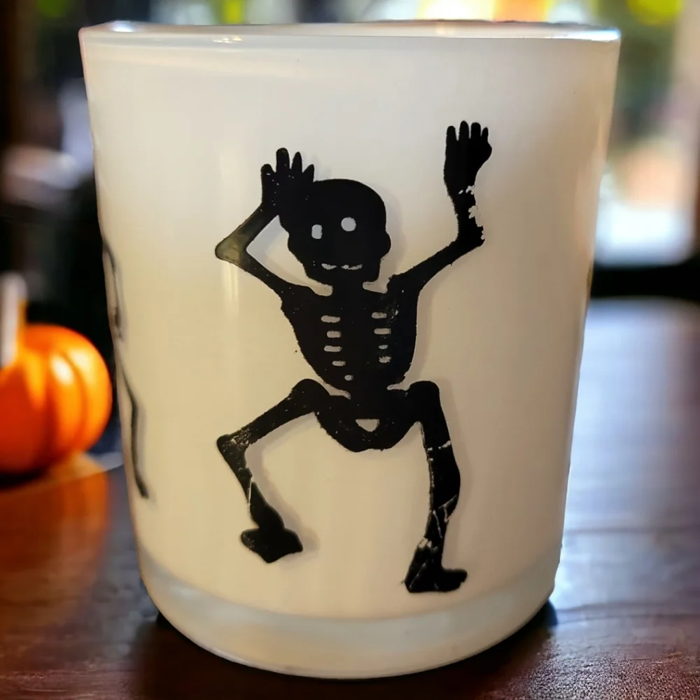 Halloween Dancing Skeleton Votive Tea Light Candle Holder
